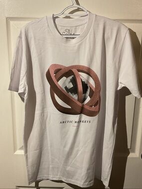 Arctic Monkeys White Graphic Short Sleeve Tour Tee with Backhit